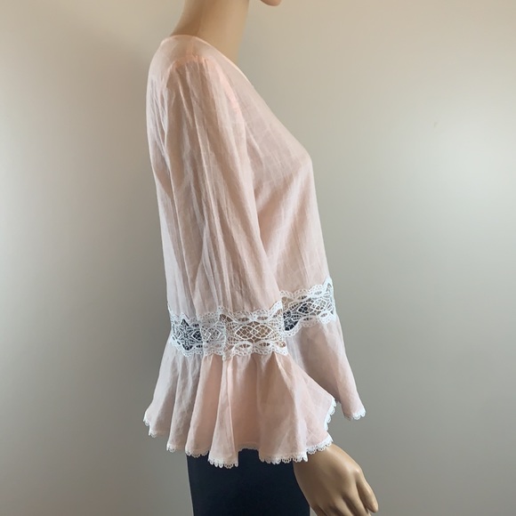 Jonathan Simkhai Peach Voile Lace Blouse - Picture 3 of 7